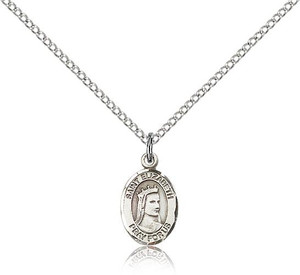 Sterling Silver Small St. Elizabeth of Hungary Pendant, Sterling Silver Lite Curb Chain, Small Size Catholic Medal, 1/2" x 1/4" Sterling Silver Small St. Elizabeth of Hungary Pendant, Sterling Silver Lite Curb Chain, Small Size Catholic Medal, 1/2" x 1/4"