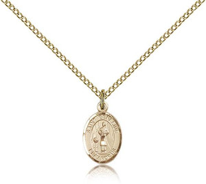 Gold Filled St. Genesius of Rome Pendant, Gold Filled Lite Curb Chain, Small Size Catholic Medal, 1/2" x 1/4" Gold Filled St. Genesius of Rome Pendant, Gold Filled Lite Curb Chain, Small Size Catholic Medal, 1/2" x 1/4"