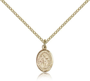 Gold Filled St. Gabriel the Archangel Pendant, Gold Filled Lite Curb Chain, Small Size Catholic Medal, 1/2" x 1/4" Gold Filled St. Gabriel the Archangel Pendant, Gold Filled Lite Curb Chain, Small Size Catholic Medal, 1/2" x 1/4"