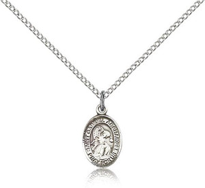 Sterling Silver St. Gabriel the Archangel Pendant, Sterling Silver Lite Curb Chain, Small Size Catholic Medal, 1/2" x 1/4" Sterling Silver St. Gabriel the Archangel Pendant, Sterling Silver Lite Curb Chain, Small Size Catholic Medal, 1/2" x 1/4"