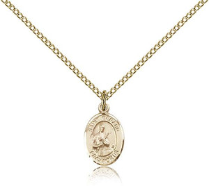 Gold Filled St. Gerard Majella Pendant, Gold Filled Lite Curb Chain, Small Size Catholic Medal, 1/2" x 1/4" Gold Filled St. Gerard Majella Pendant, Gold Filled Lite Curb Chain, Small Size Catholic Medal, 1/2" x 1/4"
