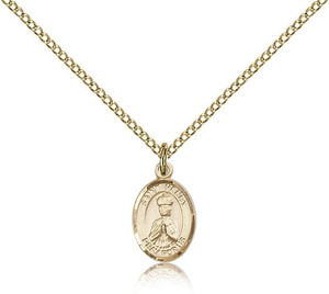 Gold Filled St. Henry II Pendant, Gold Filled Lite Curb Chain, Small Size Catholic Medal, 1/2" x 1/4" Gold Filled St. Henry II Pendant, Gold Filled Lite Curb Chain, Small Size Catholic Medal, 1/2" x 1/4"