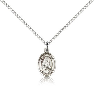 Sterling Silver St. Emily de Vialar Pendant, Sterling Silver Lite Curb Chain, Small Size Catholic Medal, 1/2" x 1/4" Sterling Silver St. Emily de Vialar Pendant, Sterling Silver Lite Curb Chain, Small Size Catholic Medal, 1/2" x 1/4"