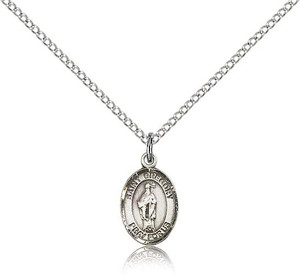 Sterling Silver St. Gregory the Great Pendant, Sterling Silver Lite Curb Chain, Small Size Catholic Medal, 1/2" x 1/4" Sterling Silver St. Gregory the Great Pendant, Sterling Silver Lite Curb Chain, Small Size Catholic Medal, 1/2" x 1/4"