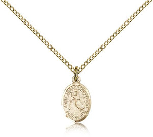 Gold Filled St. Joseph Of Cupertino Pendant, Gold Filled Lite Curb Chain, Small Size Catholic Medal, 1/2" x 1/4" Gold Filled St. Joseph Of Cupertino Pendant, Gold Filled Lite Curb Chain, Small Size Catholic Medal, 1/2" x 1/4"