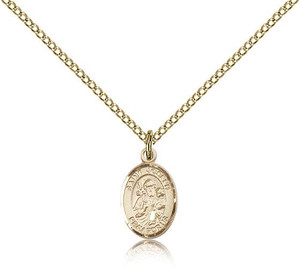 Gold Filled St. Joseph Pendant, Gold Filled Lite Curb Chain, Small Size Catholic Medal, 1/2" x 1/4" Gold Filled St. Joseph Pendant, Gold Filled Lite Curb Chain, Small Size Catholic Medal, 1/2" x 1/4"