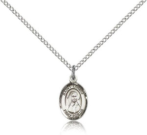 Sterling Silver St. Louise de Marillac Pendant, Sterling Silver Lite Curb Chain, Small Size Catholic Medal, 1/2" x 1/4" Sterling Silver St. Louise de Marillac Pendant, Sterling Silver Lite Curb Chain, Small Size Catholic Medal, 1/2" x 1/4"