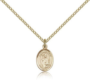 Gold Filled St. Kilian Pendant, Gold Filled Lite Curb Chain, Small Size Catholic Medal, 1/2" x 1/4" Gold Filled St. Kilian Pendant, Gold Filled Lite Curb Chain, Small Size Catholic Medal, 1/2" x 1/4"
