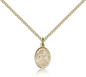 Gold Filled St. Maria Faustina Pendant, Gold Filled Lite Curb Chain, Small Size Catholic Medal, 1/2" x 1/4" Gold Filled St. Maria Faustina Pendant, Gold Filled Lite Curb Chain, Small Size Catholic Medal, 1/2" x 1/4"
