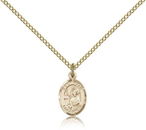Gold Filled St. Mark the Evangelist Pendant, Gold Filled Lite Curb Chain, Small Size Catholic Medal, 1/2" x 1/4"
