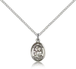 Sterling Silver St. Mark the Evangelist Pendant, Sterling Silver Lite Curb Chain, Small Size Catholic Medal, 1/2" x 1/4" Sterling Silver St. Mark the Evangelist Pendant, Sterling Silver Lite Curb Chain, Small Size Catholic Medal, 1/2" x 1/4"
