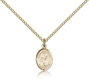 Gold Filled St. Philomena Pendant, Gold Filled Lite Curb Chain, Small Size Catholic Medal, 1/2" x 1/4" Gold Filled St. Philomena Pendant, Gold Filled Lite Curb Chain, Small Size Catholic Medal, 1/2" x 1/4"