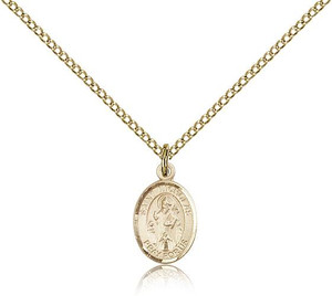 Gold Filled St. Nicholas Pendant, Gold Filled Lite Curb Chain, Small Size Catholic Medal, 1/2" x 1/4" Gold Filled St. Nicholas Pendant, Gold Filled Lite Curb Chain, Small Size Catholic Medal, 1/2" x 1/4"