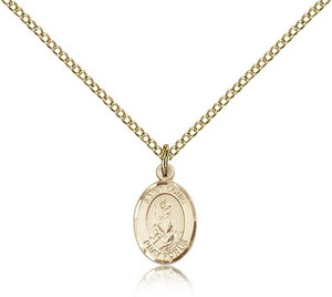 Gold Filled St. Louis Pendant, Gold Filled Lite Curb Chain, Small Size Catholic Medal, 1/2" x 1/4" Gold Filled St. Louis Pendant, Gold Filled Lite Curb Chain, Small Size Catholic Medal, 1/2" x 1/4"
