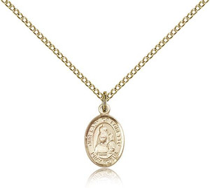 Gold Filled Our Lady of Loretto Pendant, Gold Filled Lite Curb Chain, Small Size Catholic Medal, 1/2" x 1/4" Gold Filled Our Lady of Loretto Pendant, Gold Filled Lite Curb Chain, Small Size Catholic Medal, 1/2" x 1/4"