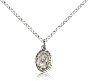 Sterling Silver Our Lady of Loretto Pendant, Sterling Silver Lite Curb Chain, Small Size Catholic Medal, 1/2" x 1/4" Sterling Silver Our Lady of Loretto Pendant, Sterling Silver Lite Curb Chain, Small Size Catholic Medal, 1/2" x 1/4"