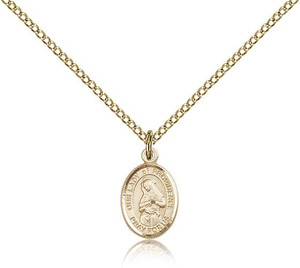 Gold Filled Our Lady of Providence Pendant, Gold Filled Lite Curb Chain, Small Size Catholic Medal, 1/2" x 1/4" Gold Filled Our Lady of Providence Pendant, Gold Filled Lite Curb Chain, Small Size Catholic Medal, 1/2" x 1/4"