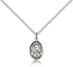 Sterling Silver Our Lady of Providence Pendant, Sterling Silver Lite Curb Chain, Small Size Catholic Medal, 1/2" x 1/4" Sterling Silver Our Lady of Providence Pendant, Sterling Silver Lite Curb Chain, Small Size Catholic Medal, 1/2" x 1/4"
