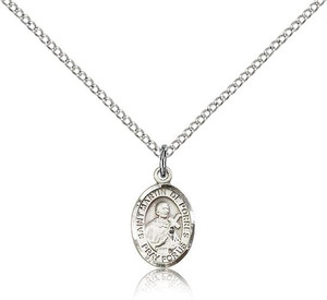 Sterling Silver St. Martin de Porres Pendant, Sterling Silver Lite Curb Chain, Small Size Catholic Medal, 1/2" x 1/4" Sterling Silver St. Martin de Porres Pendant, Sterling Silver Lite Curb Chain, Small Size Catholic Medal, 1/2" x 1/4"