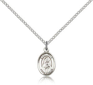 Sterling Silver St. Rita of Cascia Pendant, Sterling Silver Lite Curb Chain, Small Size Catholic Medal, 1/2" x 1/4" Sterling Silver St. Rita of Cascia Pendant, Sterling Silver Lite Curb Chain, Small Size Catholic Medal, 1/2" x 1/4"