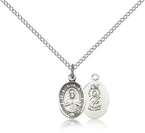 Sterling Silver Scapular Pendant, Sterling Silver Lite Curb Chain, Small Size Catholic Medal, 1/2" x 1/4" Sterling Silver Scapular Pendant, Sterling Silver Lite Curb Chain, Small Size Catholic Medal, 1/2" x 1/4"