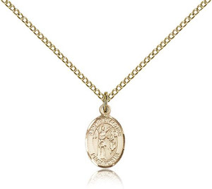 Gold Filled St. Sebastian Pendant, Gold Filled Lite Curb Chain, Small Size Catholic Medal, 1/2" x 1/4" Gold Filled St. Sebastian Pendant, Gold Filled Lite Curb Chain, Small Size Catholic Medal, 1/2" x 1/4"