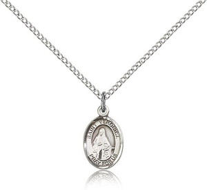 Sterling Silver St. Veronica Pendant, Sterling Silver Lite Curb Chain, Small Size Catholic Medal, 1/2" x 1/4" Sterling Silver St. Veronica Pendant, Sterling Silver Lite Curb Chain, Small Size Catholic Medal, 1/2" x 1/4"