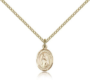 Gold Filled St. Juan Diego Pendant, Gold Filled Lite Curb Chain, Small Size Catholic Medal, 1/2" x 1/4" Gold Filled St. Juan Diego Pendant, Gold Filled Lite Curb Chain, Small Size Catholic Medal, 1/2" x 1/4"