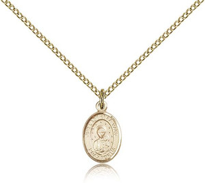 Gold Filled Our Lady of La Vang Pendant, Gold Filled Lite Curb Chain, Small Size Catholic Medal, 1/2" x 1/4" Gold Filled Our Lady of La Vang Pendant, Gold Filled Lite Curb Chain, Small Size Catholic Medal, 1/2" x 1/4"