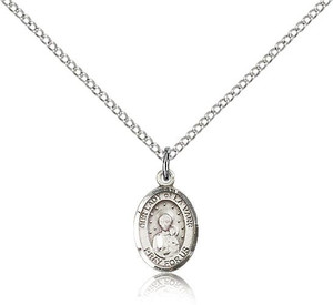 Sterling Silver Our Lady of La Vang Pendant, Sterling Silver Lite Curb Chain, Small Size Catholic Medal, 1/2" x 1/4" Sterling Silver Our Lady of La Vang Pendant, Sterling Silver Lite Curb Chain, Small Size Catholic Medal, 1/2" x 1/4"