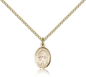 Gold Filled St. Zachary Pendant, Gold Filled Lite Curb Chain, Small Size Catholic Medal, 1/2" x 1/4" Gold Filled St. Zachary Pendant, Gold Filled Lite Curb Chain, Small Size Catholic Medal, 1/2" x 1/4"