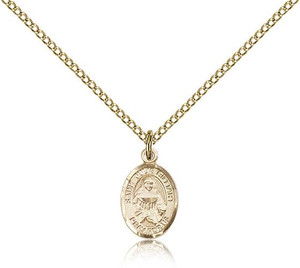 Gold Filled St. Julie Billiart Pendant, Gold Filled Lite Curb Chain, Small Size Catholic Medal, 1/2" x 1/4" Gold Filled St. Julie Billiart Pendant, Gold Filled Lite Curb Chain, Small Size Catholic Medal, 1/2" x 1/4"