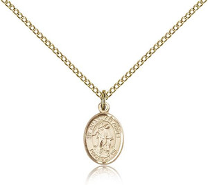 Gold Filled Guardian Angel Pendant, Gold Filled Lite Curb Chain, Small Size Catholic Medal, 1/2" x 1/4" Gold Filled Guardian Angel Pendant, Gold Filled Lite Curb Chain, Small Size Catholic Medal, 1/2" x 1/4"