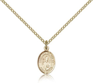 Gold Filled St. Leo the Great Pendant, Gold Filled Lite Curb Chain, Small Size Catholic Medal, 1/2" x 1/4" Gold Filled St. Leo the Great Pendant, Gold Filled Lite Curb Chain, Small Size Catholic Medal, 1/2" x 1/4"