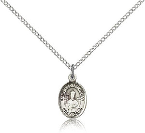 Sterling Silver St. Leo the Great Pendant, Sterling Silver Lite Curb Chain, Small Size Catholic Medal, 1/2" x 1/4" Sterling Silver St. Leo the Great Pendant, Sterling Silver Lite Curb Chain, Small Size Catholic Medal, 1/2" x 1/4"