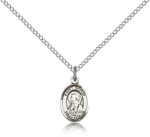 Sterling Silver St. Brigid of Ireland Pendant, Sterling Silver Lite Curb Chain, Small Size Catholic Medal, 1/2" x 1/4" Sterling Silver St. Brigid of Ireland Pendant, Sterling Silver Lite Curb Chain, Small Size Catholic Medal, 1/2" x 1/4"