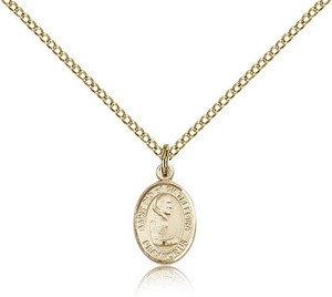 Gold Filled St. Pio of Pietrelcina Pendant, Gold Filled Lite Curb Chain, Small Size Catholic Medal, 1/2" x 1/4" Gold Filled St. Pio of Pietrelcina Pendant, Gold Filled Lite Curb Chain, Small Size Catholic Medal, 1/2" x 1/4"