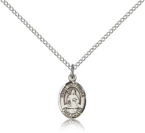 Sterling Silver St. Walburga Pendant, Sterling Silver Lite Curb Chain, Small Size Catholic Medal, 1/2" x 1/4" Sterling Silver St. Walburga Pendant, Sterling Silver Lite Curb Chain, Small Size Catholic Medal, 1/2" x 1/4"
