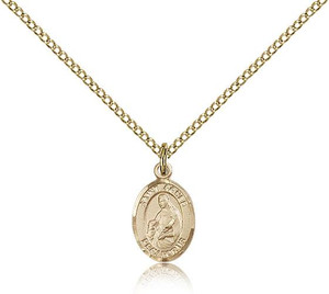 Gold Filled St. Agnes of Rome Pendant, Gold Filled Lite Curb Chain, Small Size Catholic Medal, 1/2" x 1/4" Gold Filled St. Agnes of Rome Pendant, Gold Filled Lite Curb Chain, Small Size Catholic Medal, 1/2" x 1/4"