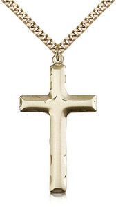 Gold Filled Cross Pendant, Stainless Gold Heavy Curb Chain, 1 5/8" x 7/8" Gold Filled Cross Pendant, Stainless Gold Heavy Curb Chain, 1 5/8" x 7/8"
