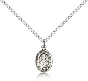 Sterling Silver St. Gemma Galgani Pendant, Sterling Silver Lite Curb Chain, Small Size Catholic Medal, 1/2" x 1/4" Sterling Silver St. Gemma Galgani Pendant, Sterling Silver Lite Curb Chain, Small Size Catholic Medal, 1/2" x 1/4"