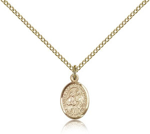 Gold Filled Sts. Cosmas & Damian Pendant, Gold Filled Lite Curb Chain, Small Size Catholic Medal, 1/2" x 1/4" Gold Filled Sts. Cosmas & Damian Pendant, Gold Filled Lite Curb Chain, Small Size Catholic Medal, 1/2" x 1/4"