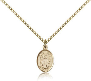 Gold Filled Maria Stein Pendant, Gold Filled Lite Curb Chain, Small Size Catholic Medal, 1/2" x 1/4" Gold Filled Maria Stein Pendant, Gold Filled Lite Curb Chain, Small Size Catholic Medal, 1/2" x 1/4"