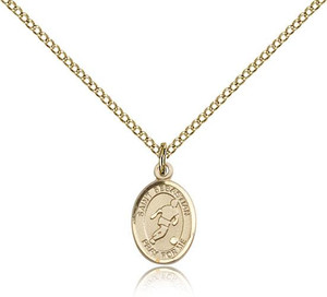 Gold Filled St. Sebastian Pendant, Gold Filled Lite Curb Chain, Small Size Catholic Medal, 1/2" x 1/4" Gold Filled St. Sebastian Pendant, Gold Filled Lite Curb Chain, Small Size Catholic Medal, 1/2" x 1/4"