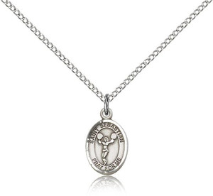 Sterling Silver St. Sebastian Pendant, Sterling Silver Lite Curb Chain, Small Size Catholic Medal, 1/2" x 1/4" Sterling Silver St. Sebastian Pendant, Sterling Silver Lite Curb Chain, Small Size Catholic Medal, 1/2" x 1/4"