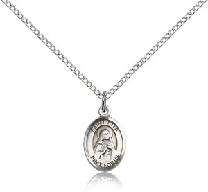 Sterling Silver St. Rita of Cascia Pendant, Sterling Silver Lite Curb Chain, Small Size Catholic Medal, 1/2" x 1/4" Sterling Silver St. Rita of Cascia Pendant, Sterling Silver Lite Curb Chain, Small Size Catholic Medal, 1/2" x 1/4"