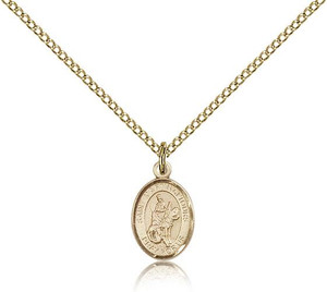 Gold Filled St. Martin of Tours Pendant, Gold Filled Lite Curb Chain, Small Size Catholic Medal, 1/2" x 1/4" Gold Filled St. Martin of Tours Pendant, Gold Filled Lite Curb Chain, Small Size Catholic Medal, 1/2" x 1/4"