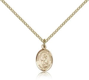 Gold Filled St. Vincent Ferrer Pendant, Gold Filled Lite Curb Chain, Small Size Catholic Medal, 1/2" x 1/4" Gold Filled St. Vincent Ferrer Pendant, Gold Filled Lite Curb Chain, Small Size Catholic Medal, 1/2" x 1/4"