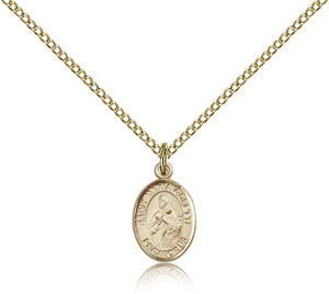 Gold Filled St. Maria Goretti Pendant, Gold Filled Lite Curb Chain, Small Size Catholic Medal, 1/2" x 1/4" Gold Filled St. Maria Goretti Pendant, Gold Filled Lite Curb Chain, Small Size Catholic Medal, 1/2" x 1/4"