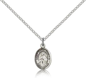 Sterling Silver St. Maria Goretti Pendant, Sterling Silver Lite Curb Chain, Small Size Catholic Medal, 1/2" x 1/4" Sterling Silver St. Maria Goretti Pendant, Sterling Silver Lite Curb Chain, Small Size Catholic Medal, 1/2" x 1/4"